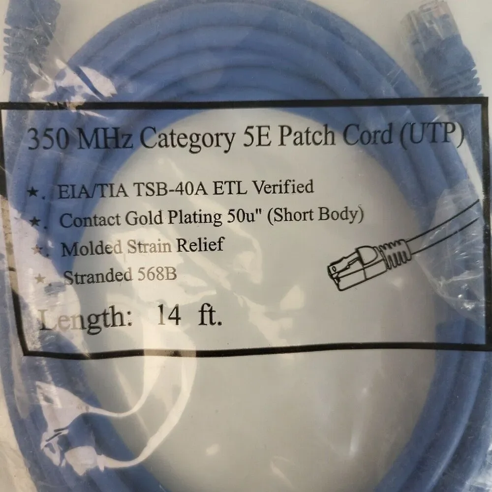 Cat 6 Molded Patch Cord 14FT Blue ethernet cable